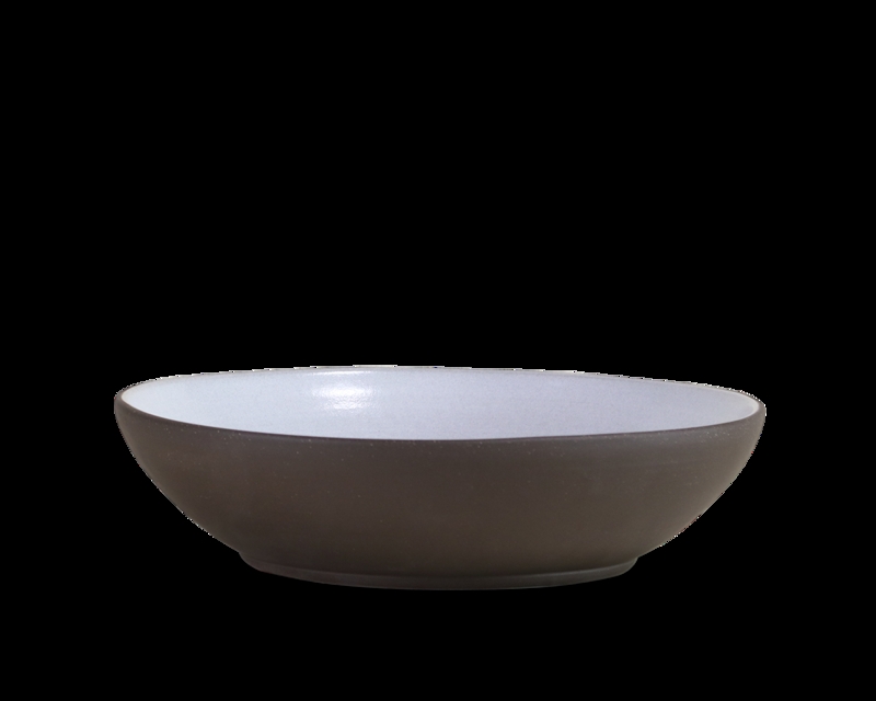 Serving Bowl Two-Tone Coupe Ceramic Textured Exterior Low Profile