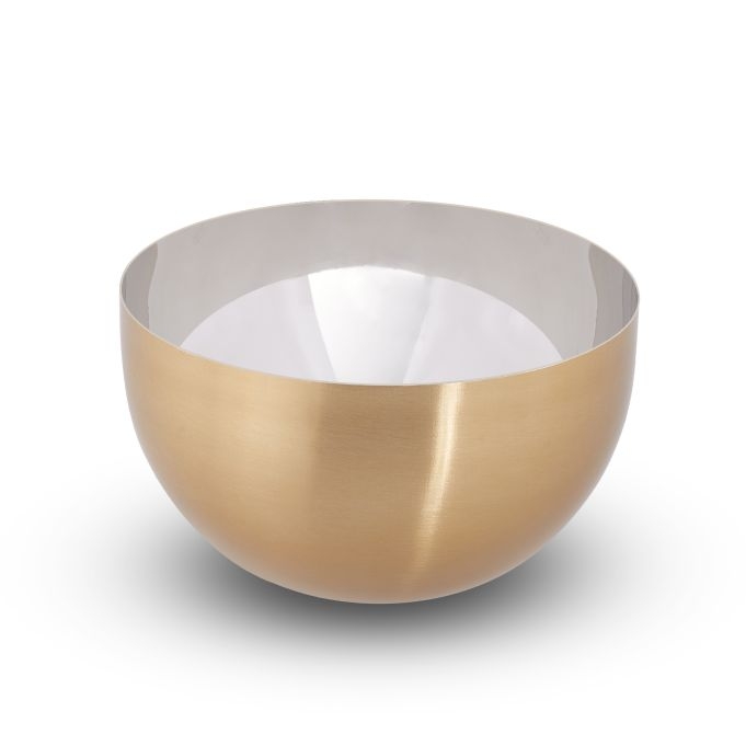 Serving Bowl Two-Tone Finish Silver Gold Wide Rim Shallow Depth Modern