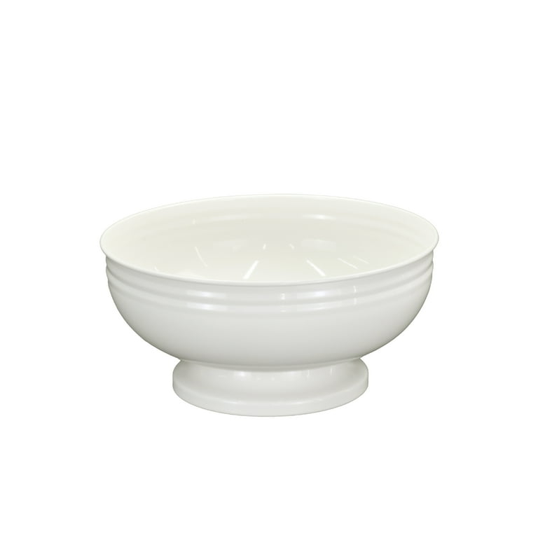 Serving Bowl Vanilla White Steel Gold Rim, Farmhouse