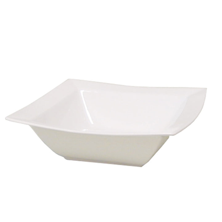 Serving Bowl White Ceramic Glossy Flared Deep Square Entertain