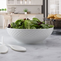 Serving Bowl White Trellis Ceramic, Textured Vegetable