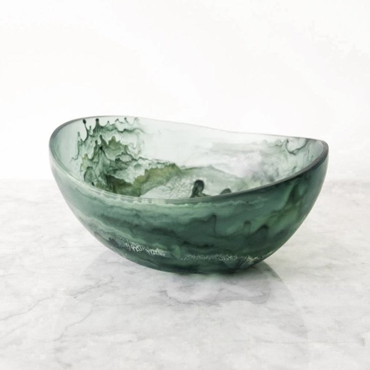 Serving Bowls Mixed Materials Stone Like Moss Green Organic Modern