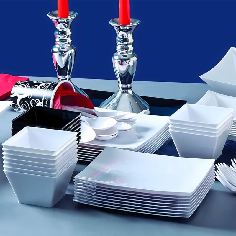 Serving Bowls with Flat Rim, Plastic. Square Bowls.