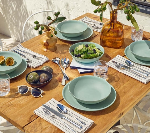 Serving Set Organic Shapes Matte Cream Melamine Poolside Serveware