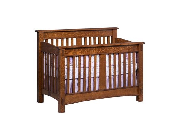 Shaker Style Nursery Crib in Honey Brown Satin Finish
