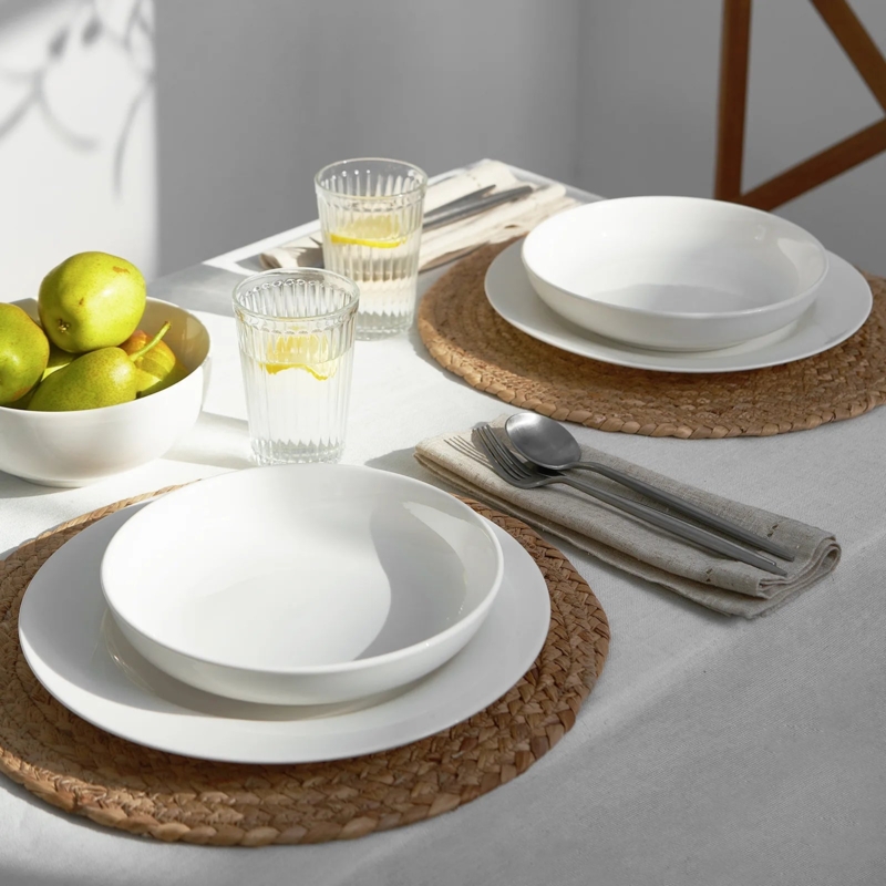 Shallow Ceramic Serving Bowls Stackable Salad Set