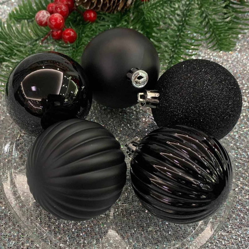 Shatterproof Christmas Ornaments Mixed Finishes Geometric Texture Set (73 chars)