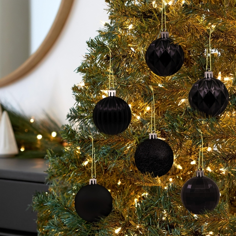 Shatterproof Christmas Ornaments Varied Finishes Faceted Surface Set (72 chars)
