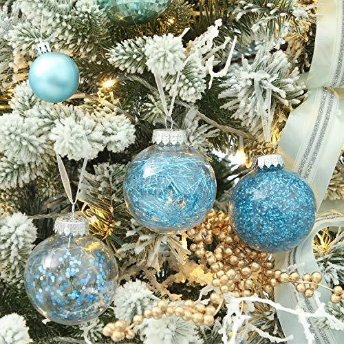 Shatterproof Ornament Set Filled Baby Blue Accents Whimsical Decor