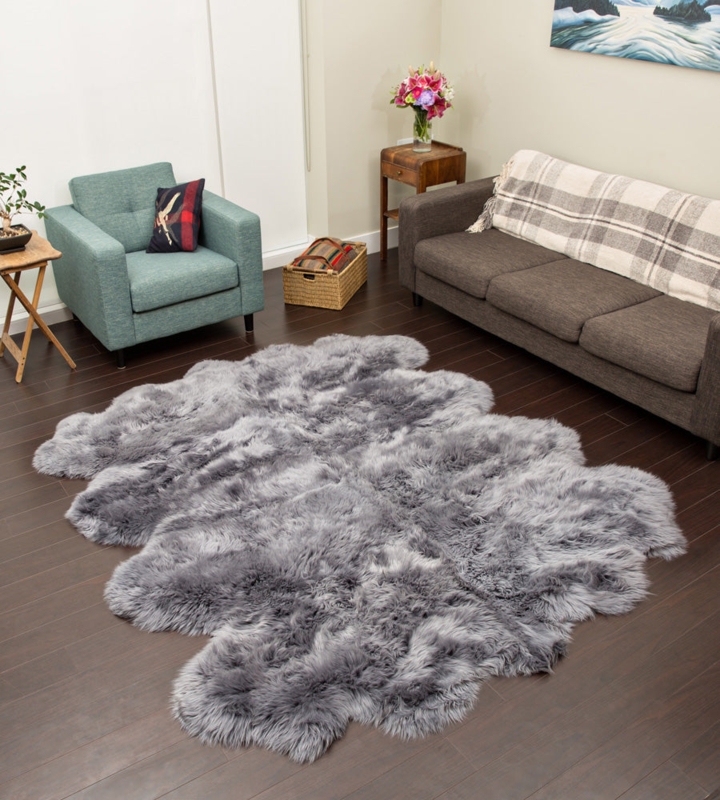 Sheepskin Rug: Large Octo Grey Eight Pelt Construction