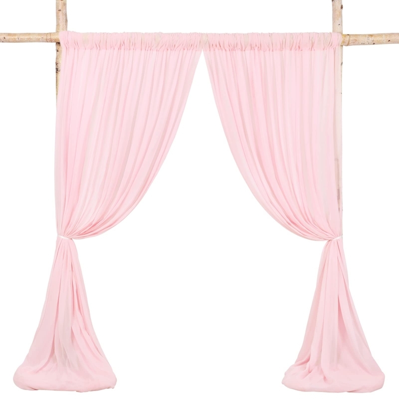 Sheer Chiffon-Like Drapes with Floor Pooling, Romantic Archway Fabric Decor
