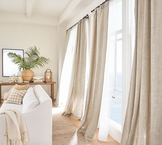 Sheer Curtain with Slub Linen Texture, Linen Texture Window Treatments.