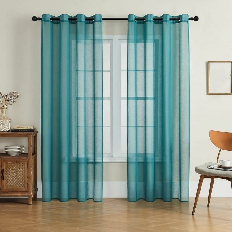 Sheer Curtains Dusty Blue Light Filtering Rod Pocket