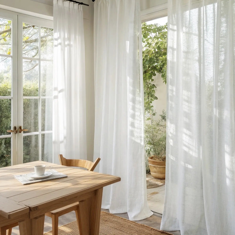 Sheer Curtains Natural Cream Pinch Pleat Header Floor Length