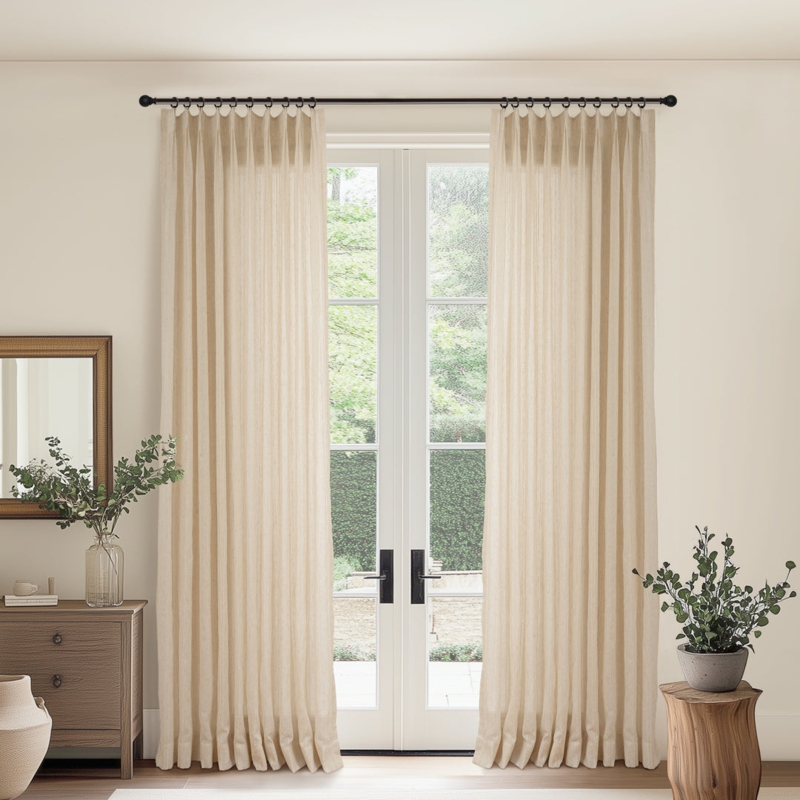 Sheer Curtains Pinch Pleat for Living Room, Pleated Sheer Window Treatments.