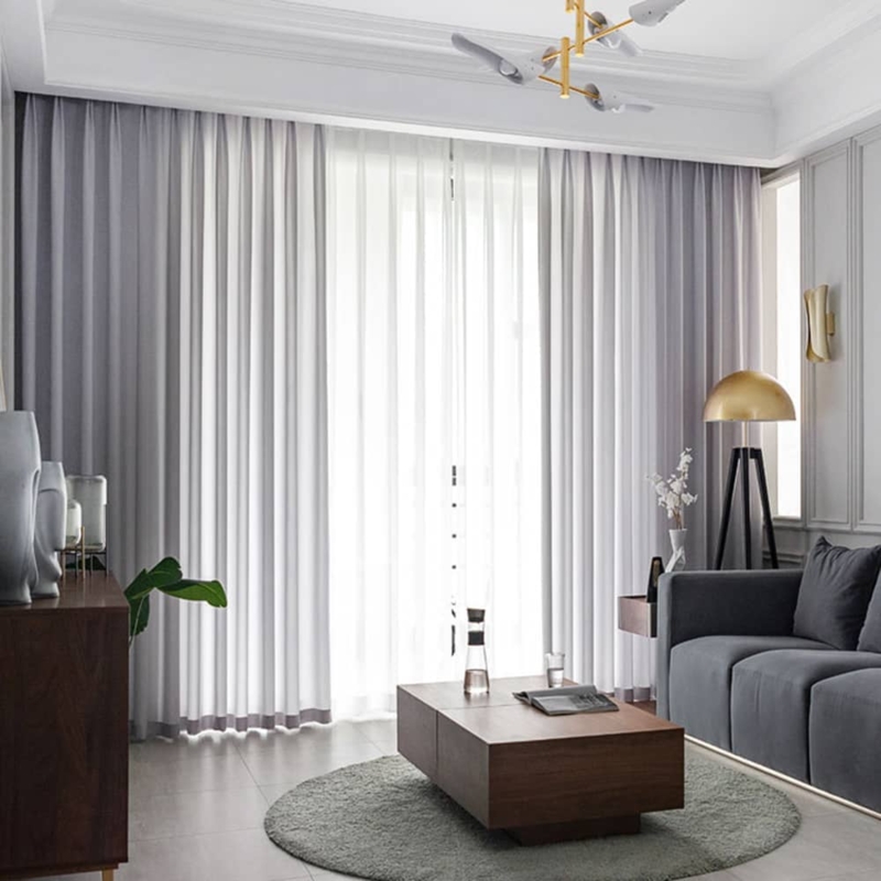 Sheer Curtains Semi-Transparent Grommet Top, Light Gray Sheer Curtains.