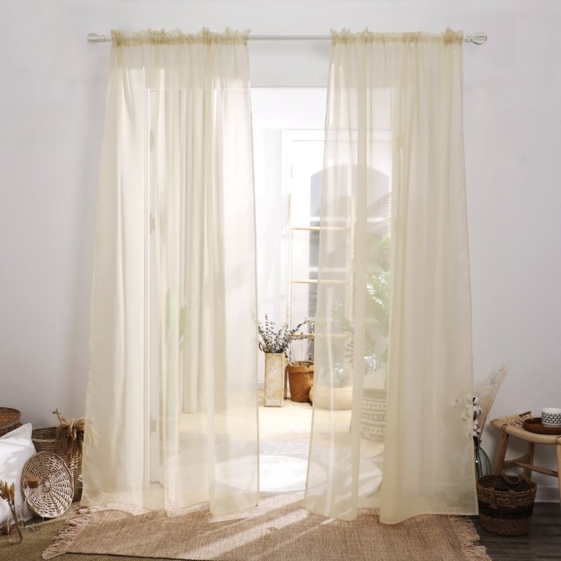 Sheer Curtains Translucent Voile Panels, Light Filtering Voile Drapes.
