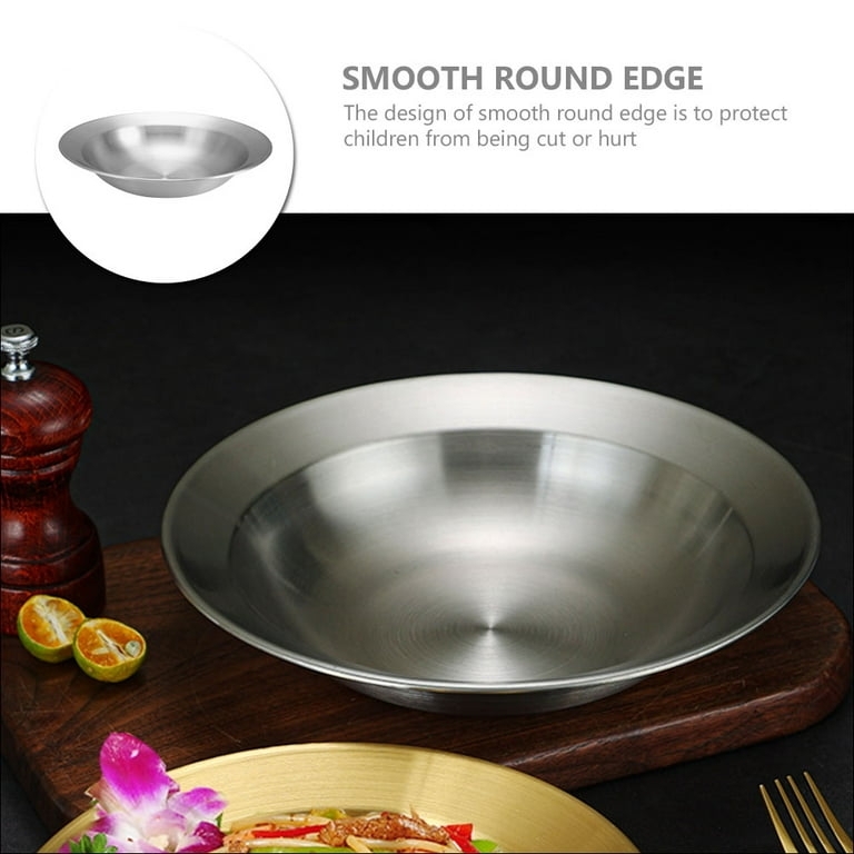 Silver Serving Bowl, Irregular Crumpled Edge, Modern Brutalist Metal