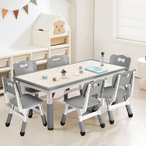 Six Seat Children's Activity Table Matte Gray Height Adjustable