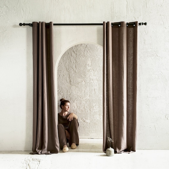 Slate Blue Linen Texture Curtains offering Privacy and Modern Style