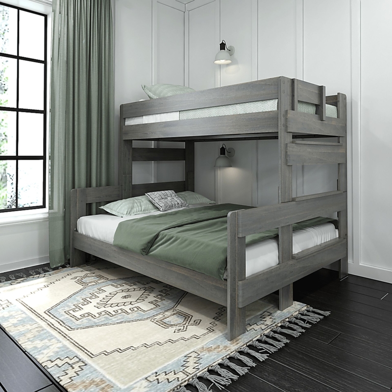 Slate Twin Over Queen Bunk Bed with Integrated Ladder