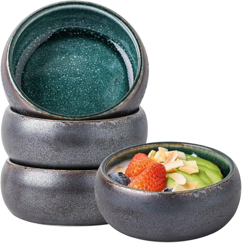 Small Bowls, Two-Tone Contrast, Ceramic. Modern Ceramic Dipping Bowls.