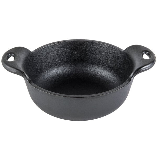 Small Cast Iron Prep Bowl, Deep Basin, Granular Surface Texture