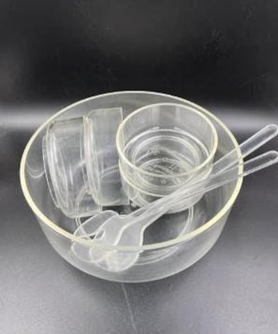 Smoked Acrylic Salad Bowl Set, 7-Piece Translucent Mid-Century Design