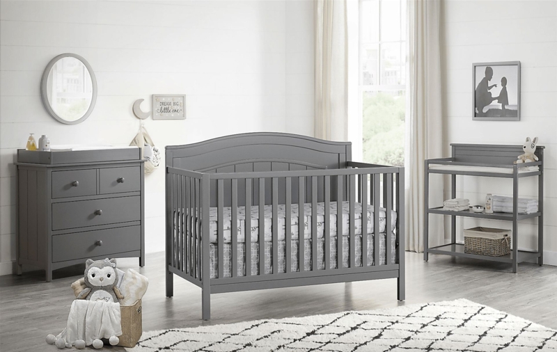 Solid Back Headboard Crib Style, Slate Gray Plank Design