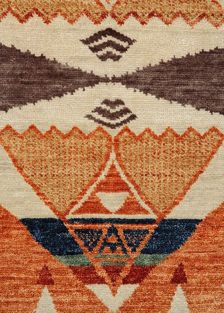Southwestern Area Rug with Vibrant Earth Tone Geometric Pattern