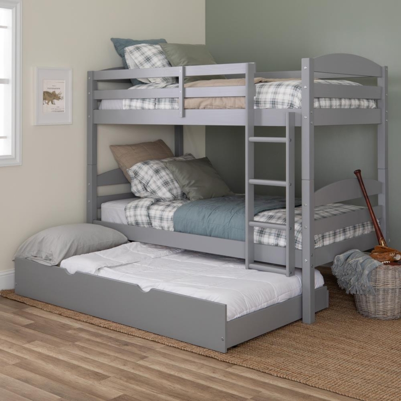 Space-Saving Wood Bunk Bed with Storage Trundle Combination