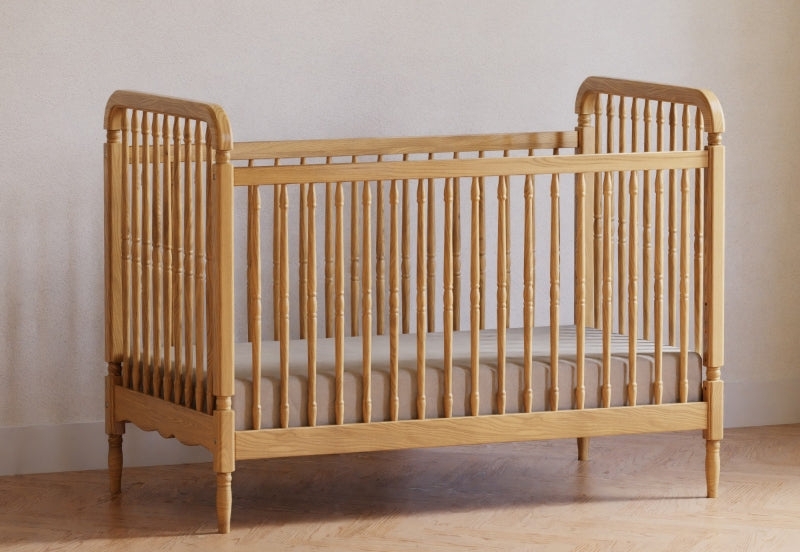 Spindle Baby Crib with Cylindrical Rails and Solid Ends