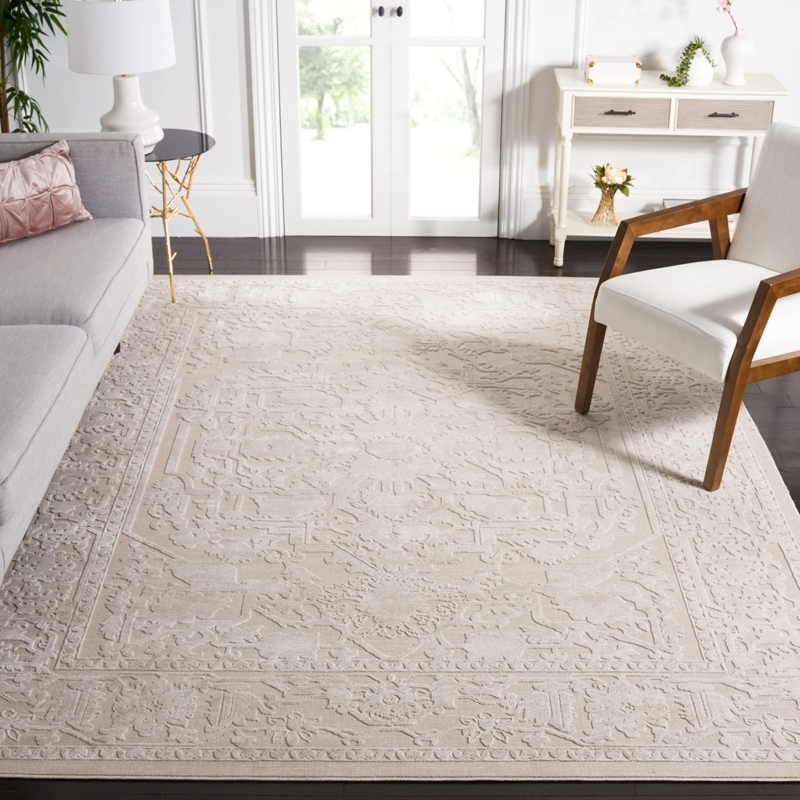 Square Area Rug Distressed Medallion for Transitional Living Room Decor