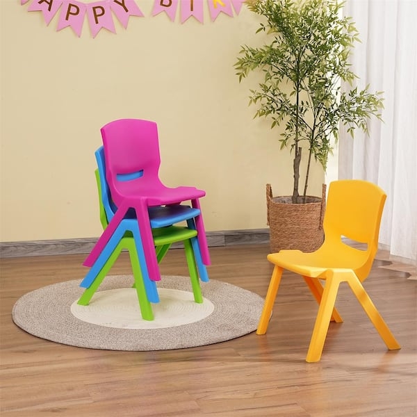 Stackable Kids Chair Set with Molded Plastic and Tapered Legs