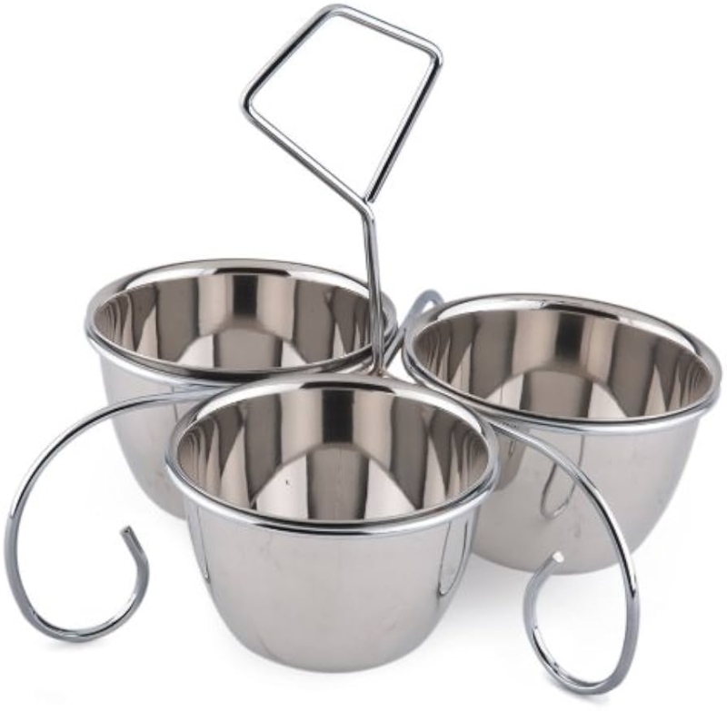 Stainless Steel Condiment Server, Three-Way Polished Design with Ring Handle