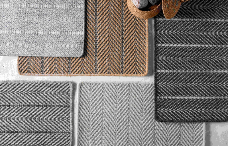 Stair Runner Chevron Weave Black Border Sisal Transitional Farmhouse