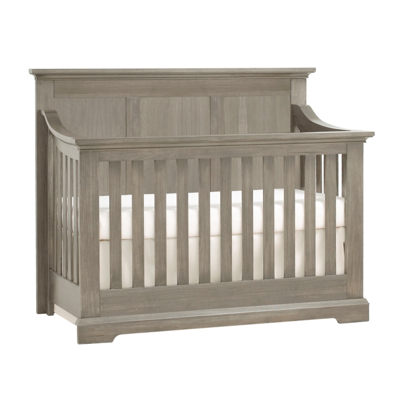 Standard Crib, Ash Gray Finish, Solid End Panels, Modern Style
