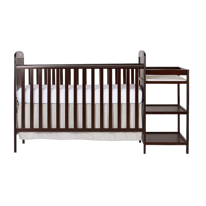 Steel Grey Crib Combo, Integrated Changing Table, Nursery Storage