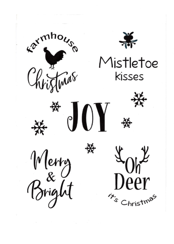 Stencil Translucent Blue Holiday Phrases Snowflake Icons DIY Craft
