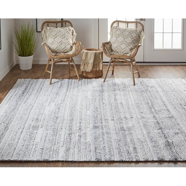 Striped Area Rug with Horizontal Stripes. Minimalist Style.