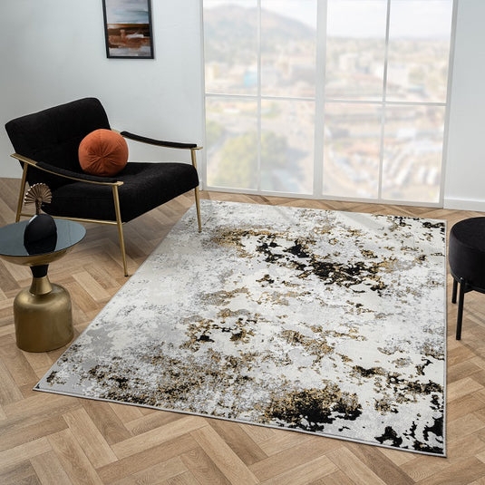 Swirling Abstract Area Rug Turquoise Anthracite High Low Pile Contemporary
