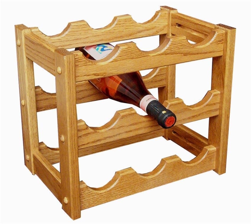 Tabletop Wine Rack Traditional Wood Two-Tiered Seven-Bottle