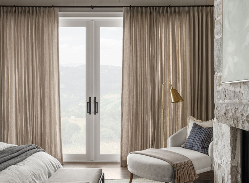 Tailored Pleat Curtains Linen Like Natural Floor to Ceiling