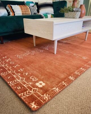 Terracotta Area Rug Clay Abstract High-Low Pile Hand-Tufted