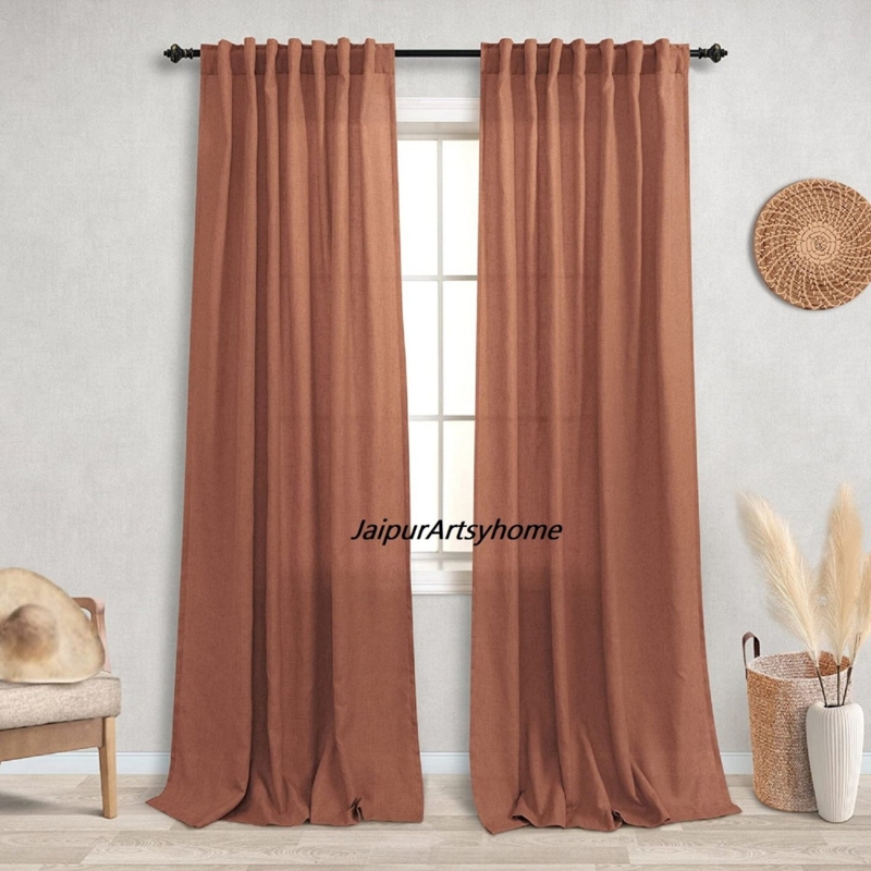 Terracotta Curtains Linen Like Slub Texture Earthy Tone