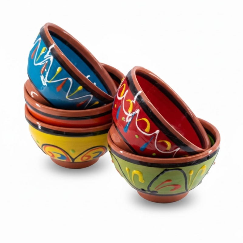 Terracotta Serving Bowl Set, Hand-Painted Spanish Style Kitchen Decor