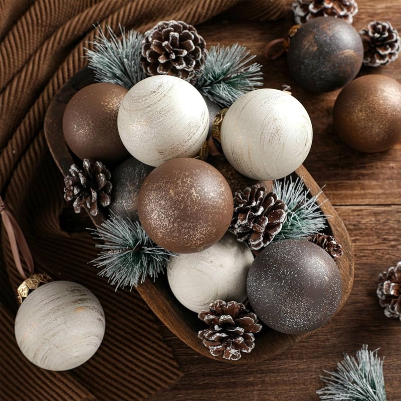 Textured Copper Ball Ornaments with Vintage Rustic Ridged Surface