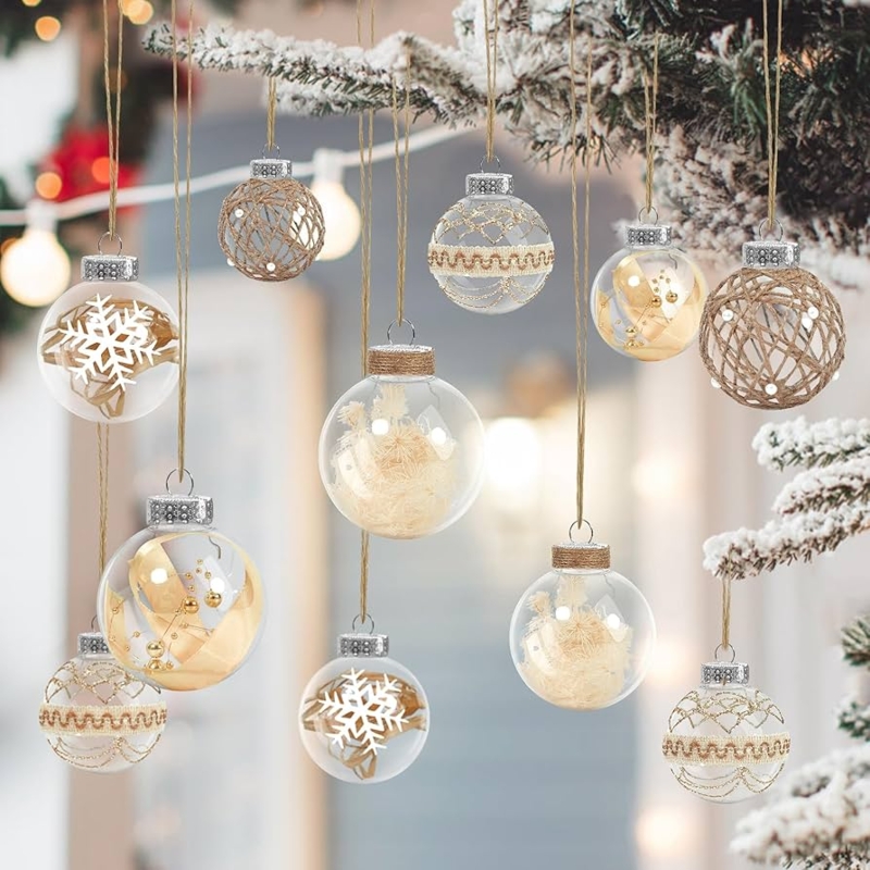 Textured Neutral Farmhouse Christmas Ornaments: Earth Tone Ball Set
