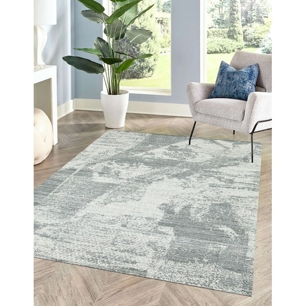 Textured Wool Area Rug, Raised Geometric Square Pattern.