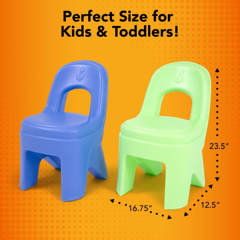 Tip Resistant Kids Chairs Periwinkle And Lime Flared Legs Molded Plastic